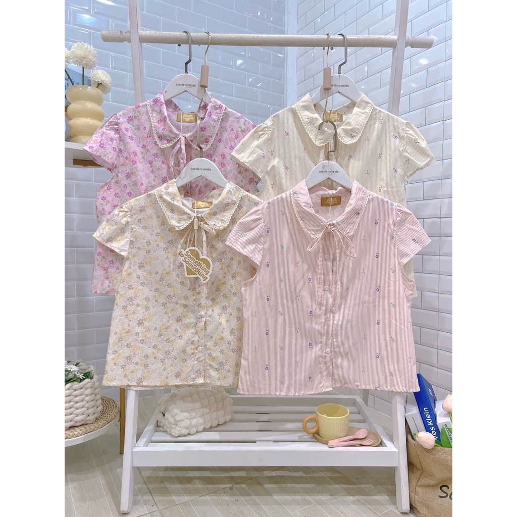 เสื้อคอปกแขนจั๊มตุ๊กตา เชือกผูกด้านหน้า🍂🧋🕰️sTN85