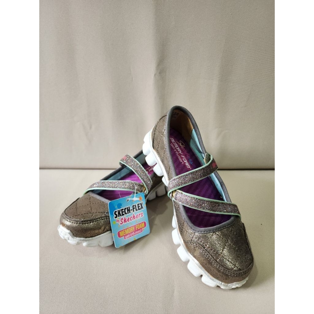 ​✨ รองเท้า Skechers SKECH-FLEX MEMORY FOAM สี Gunmetal (สีน้ำตาล/ทอง) ✨ #skechers # รองเท้าเด็กผู้หญ