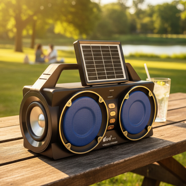 "ล่าสุด"ลำโพงบลูทูธโซล่าร์เซลล์ เสียงดี เบสแน่น USB/TF Card  ( แถมแผงโซล่าร์เซล์ + สายชาร์จ )