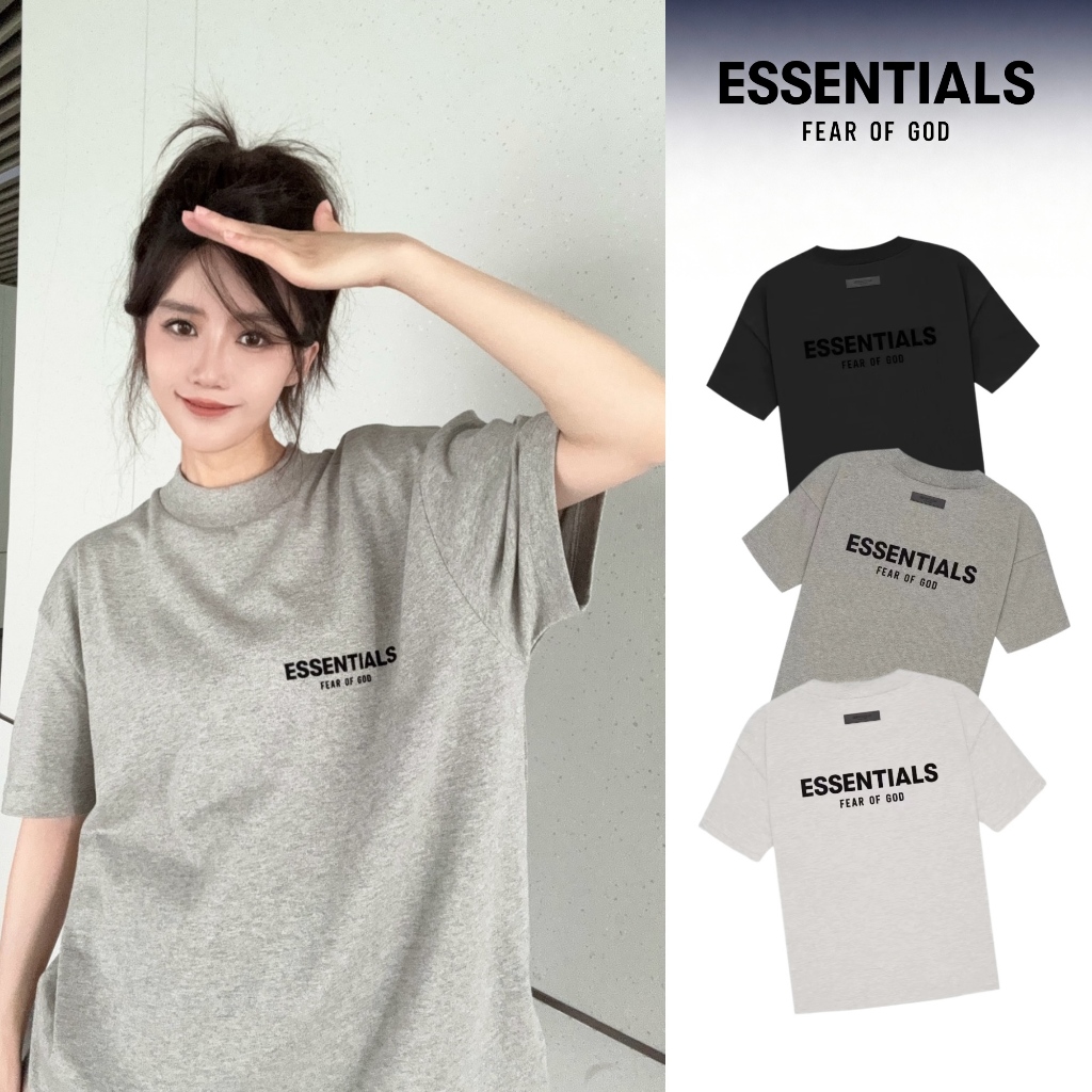 [ Ready To Ship ] FEAR OF GOD ESSENTIALS T-Shirt SS22 เสื้อฮู้ด Logo กำมะหยี่ โอเวอร์ไซส์