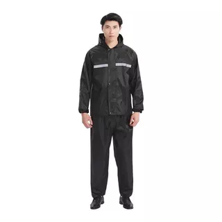 Waterproof Rain Suit ชุดกันฝน เสื้อกันฝนแบบมีแถบสะท้อนแสง รุ่นหมวกติดเสื้อ มีให้เลือก 3 สี