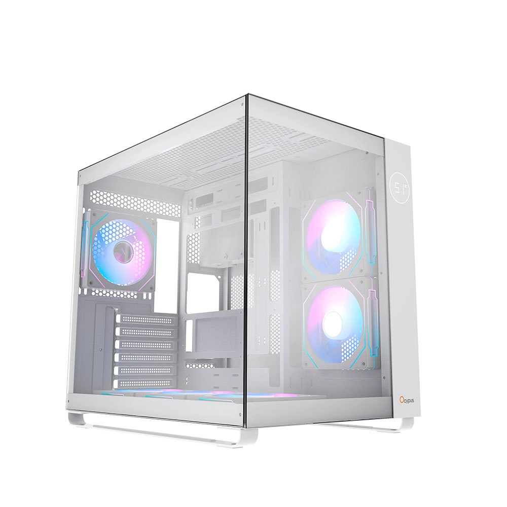 Case OCYPUS IOTA C70 ARGB White With Digital Temperature Display Dual-Chamber ATX Mid-Tower