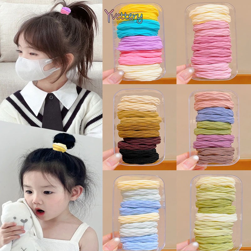 ร้านค้าไทย 100ชิ้น ยางรัดผมชุด สําหรับเด็ก แฟชั่นเกาหลี ที่เรียบง่าย ยางรัดผม เด็กผู้หญิง เครื่องประดับผม ยืดหยุ่นสูง