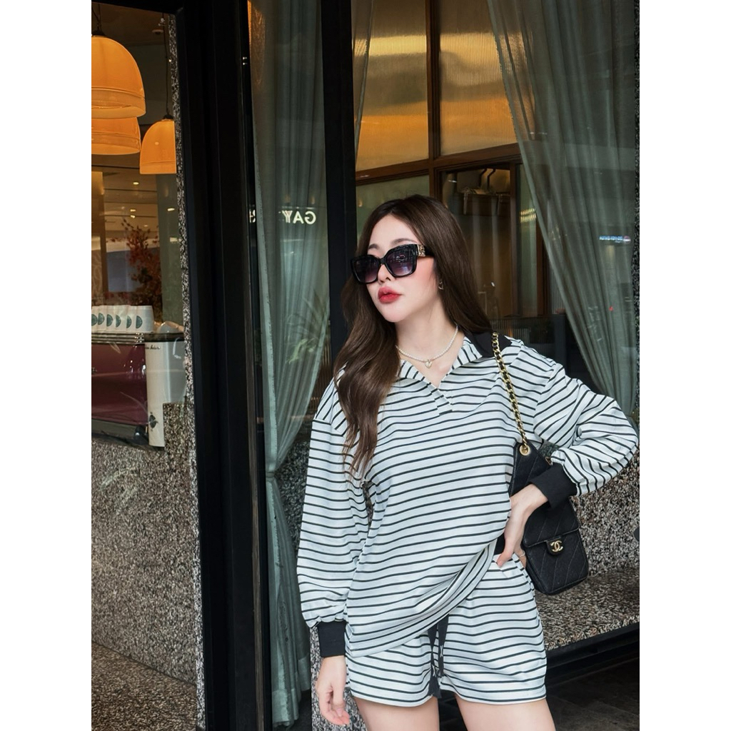 💗GMT: Valley girl  (พร้อมส่ง XL)ชุดผ้าวอร์มแขนยาว+กางเกงเอวยืด