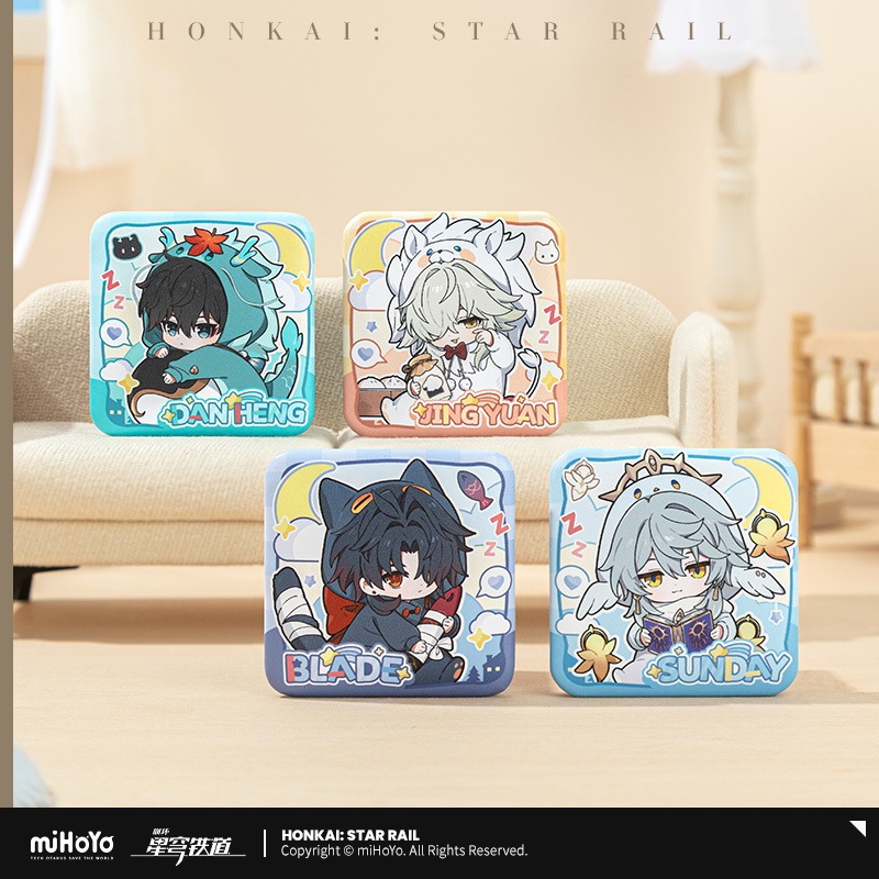 [ พร้อมส่ง / Official ] Honkai Star Rail Boy Dorm - PU Badge Q version  ฮงไค สตาร์เรล เข็มกลัด สี่เหลี่ยม Sunday