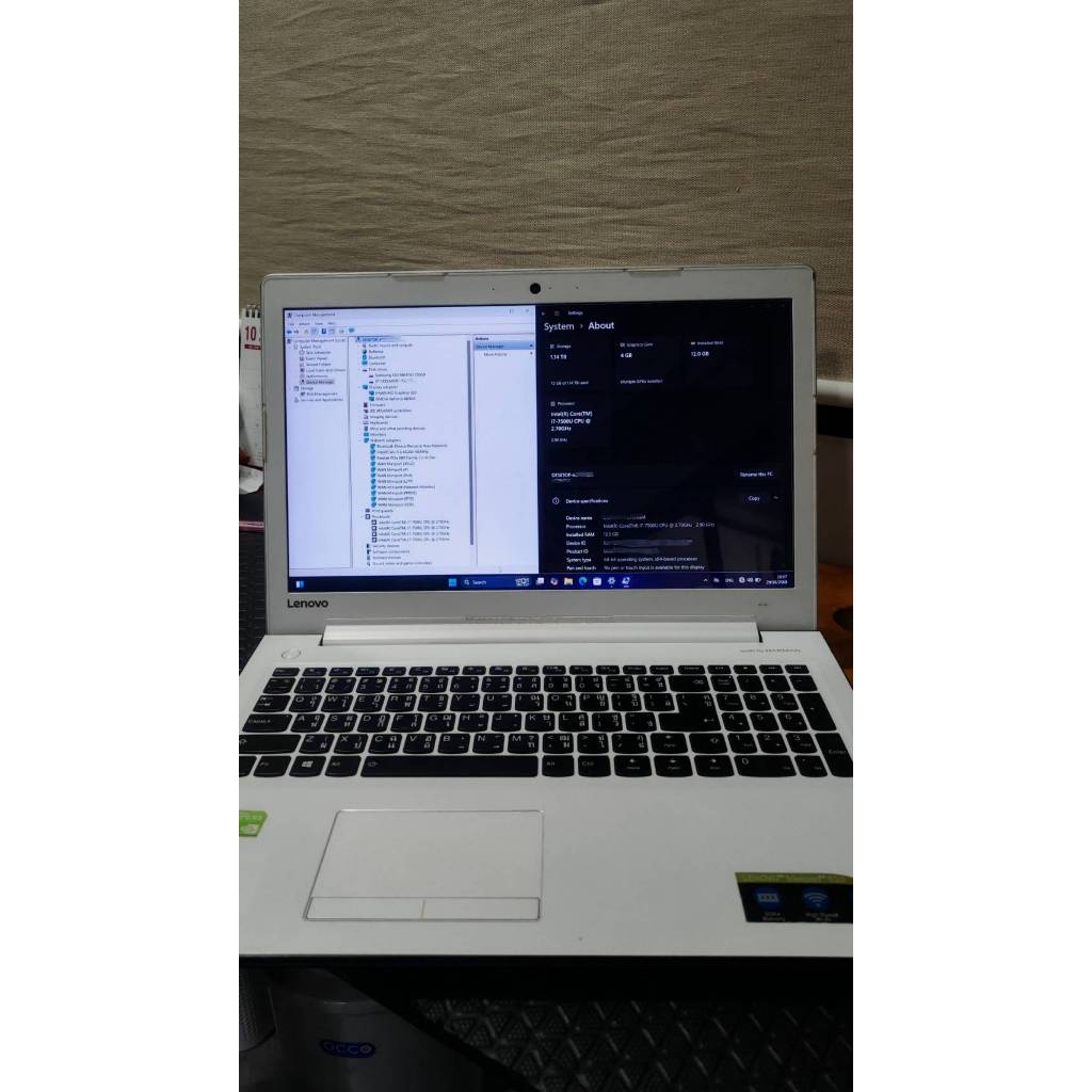 Lenovo Ideapad 510 สภาพดี | Intel Core i7-7500U ,GeFore GT 940MX ,SSD 250GB ,RAM 12GB ,จอ 15.6นิ้ว