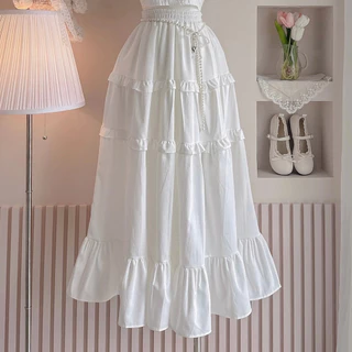 📷❤️ กระโปรงยาว แต่งระบาย ทรงสวยมาก (ย200) ฟรีไซต์ S M L XL ใส่ได้