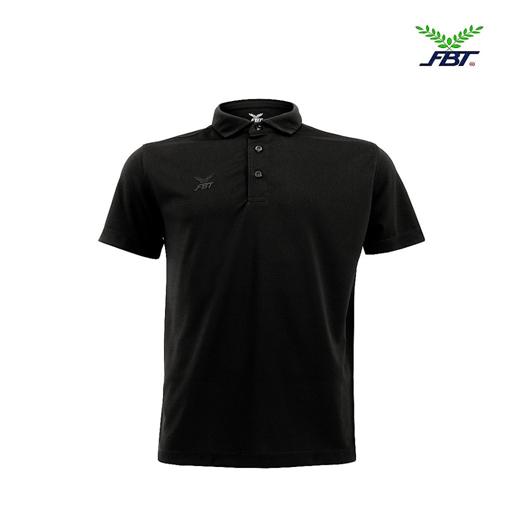 FBT  เสื้อโปโลสีดำ  แขนสั้น ทรงตรง  ไม่มีกระเป๋า