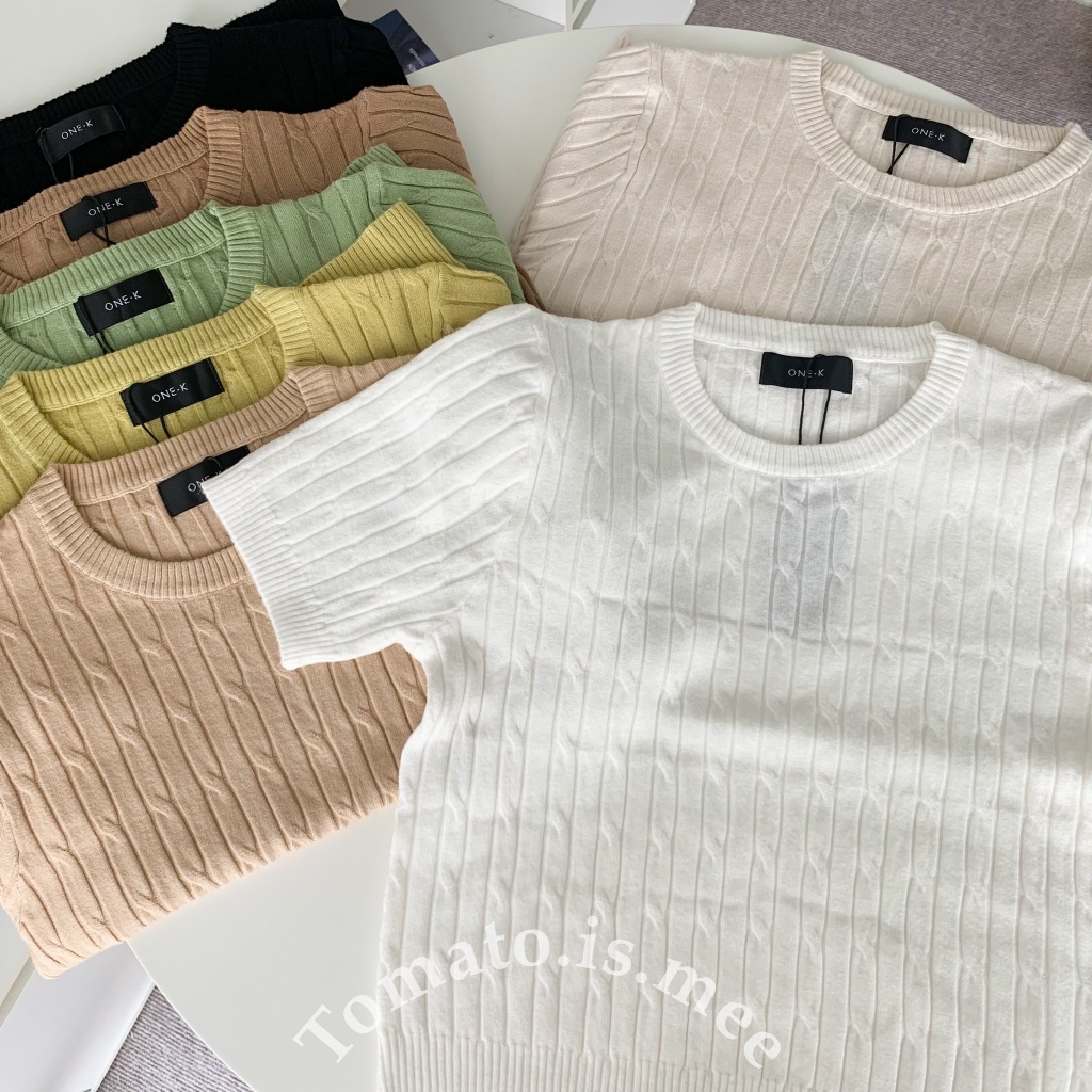 เสื้อไหมพรมคอกลมแขนสั้น เนื้อผ้าไหมพรมลายเกลียว ทรงสวยพอดีตัว เนื้อผ้านิ่มมาก พร้อมส่ง 7 สี!!! (MZ3199)