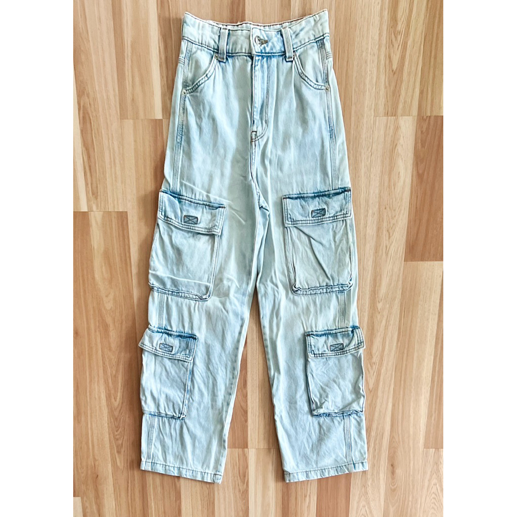 h&m cargo denim ขากระบอกใหญ่