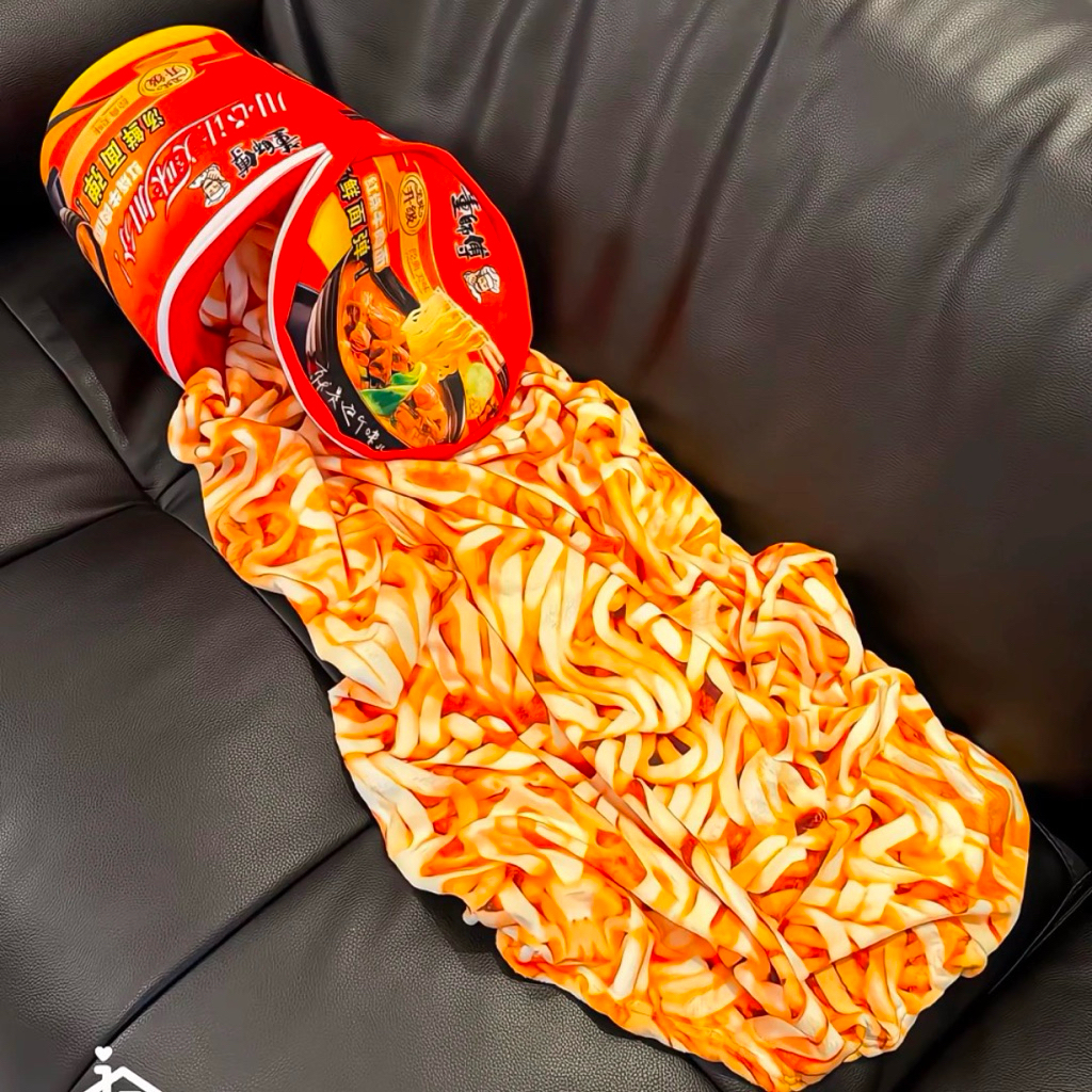 ผ้าห่ม ผ้าหม่ลายบะหมี่กึ่งสำเร็จรูป