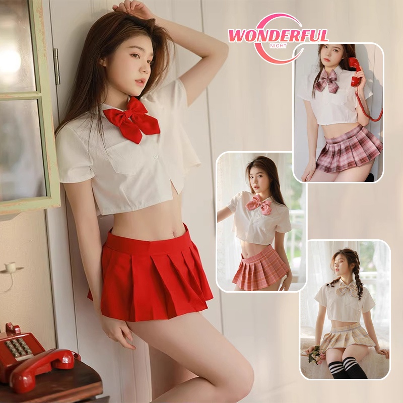 Wonderful Night💗💗ชุดนักเรียนญี่ปุ่น ชุดคอสเพลย์ sexy ลายสก็อต ชุดเซ็กซี่เย้ายวน เนื้อผ้าใส่สบาย ราคาถูกที่สุด