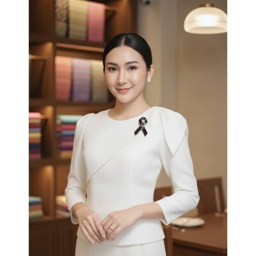 เสื้อผ้าฝ้ายลินินคอกลมแต่งโบว์ไหล่ (ป31)