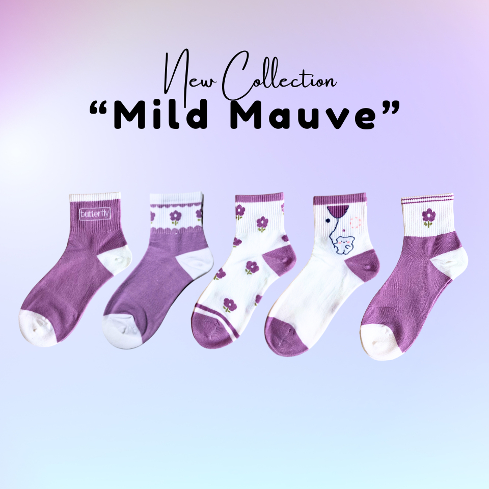 🩷💜 ถุงเท้าข้อกลางโทนสีม่วง คอลเลคชั่น “Mild Mauve” 💜🩷
