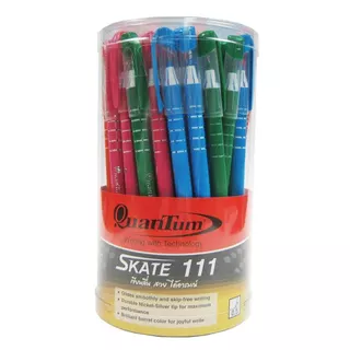 (50 ด้าม/กระป๋อง) ปากกา ปากกาลูกลื่น Quantum skate 111 (หมึกน้ำเงิน / แดง) ขนาด 0.5 มม.