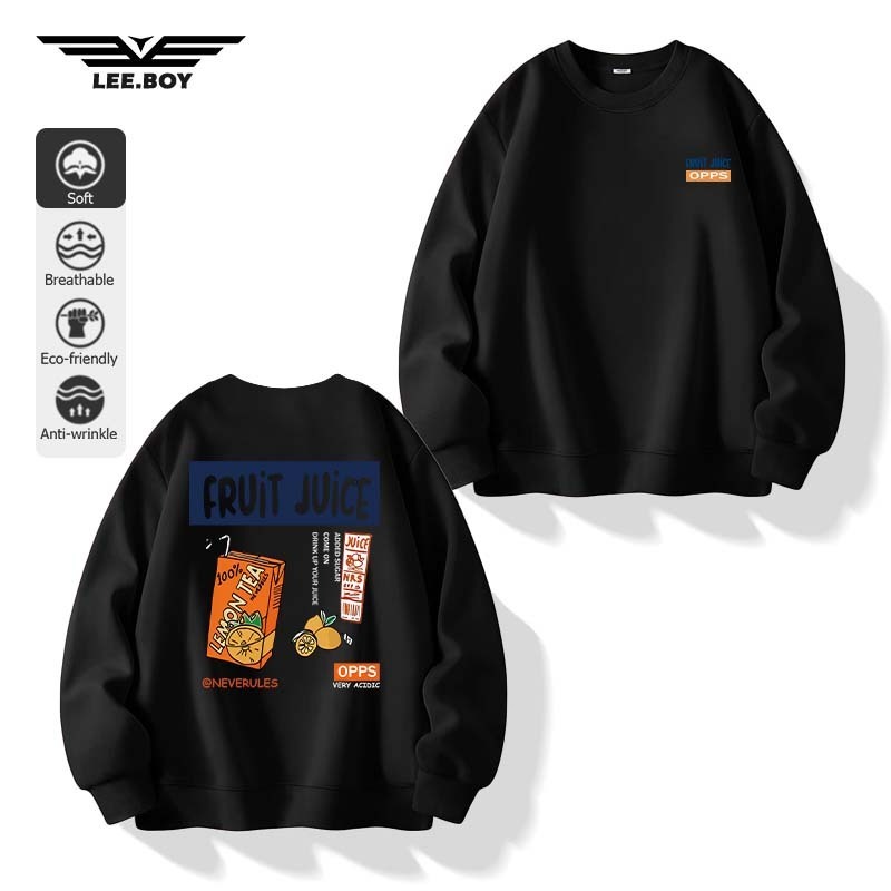 Sweatshirt แขนยาวผู้ชาย ผ้าสำลีเกรดพรีเมียม พิมพ์ลายแฟชั่น ยับยากรีดง่าย ทรงหลวมและเอนกประสงค์ 5สี พร้อมส่งจากกทม