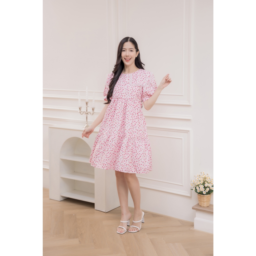 เดรสให้นม Caramel House รุ่น Cozy Blossom | เดรสลายดอก แม่ๆใส่สบาย สไตล์เกาหลี