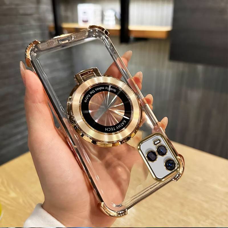 ส่งด่วน เคสใสขอบสี สำหรับ VIVO Y21 Y33S Y33T T1X กระกันแทก4มุม ตั้งได้  ขอบสี หรูหรา E2