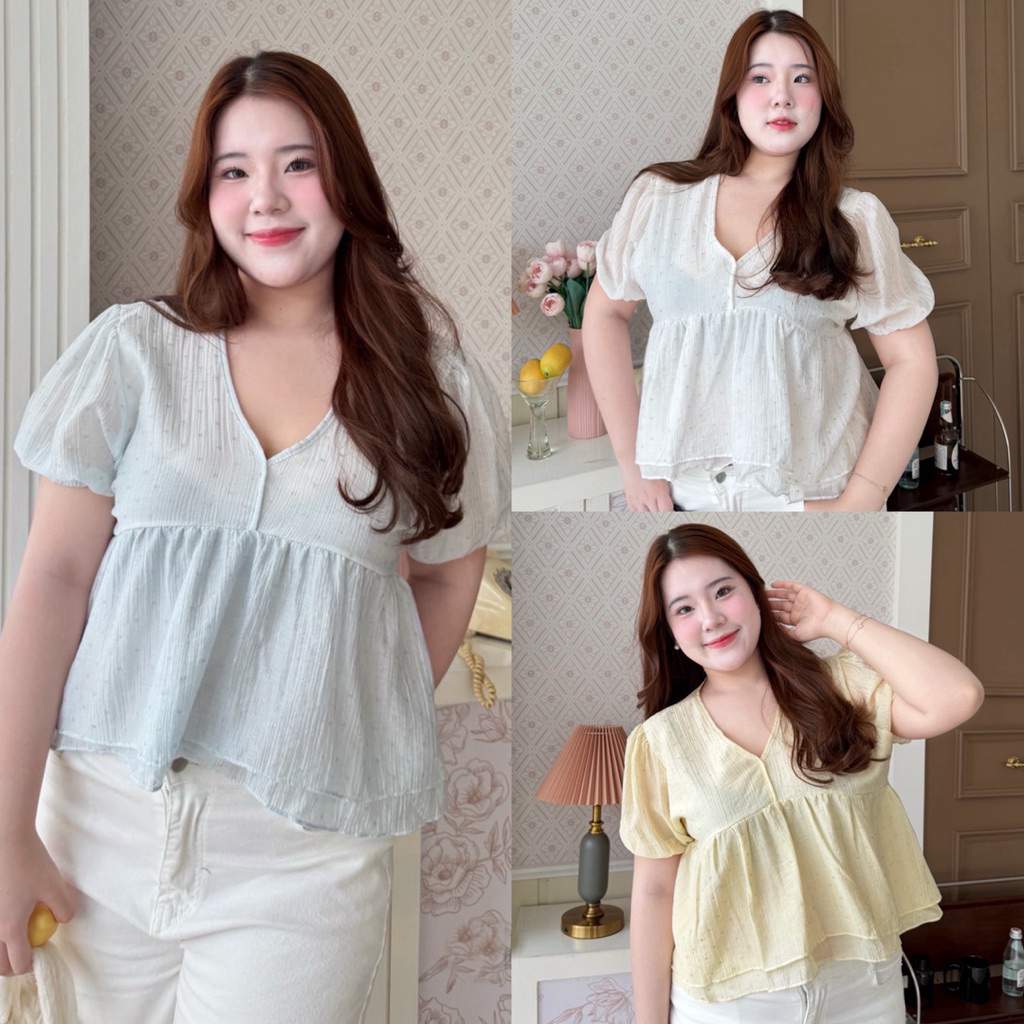 เสื้อคอวีสาวอวบ อก38-50นิ้ว เสื้อสาวอวบ plussize