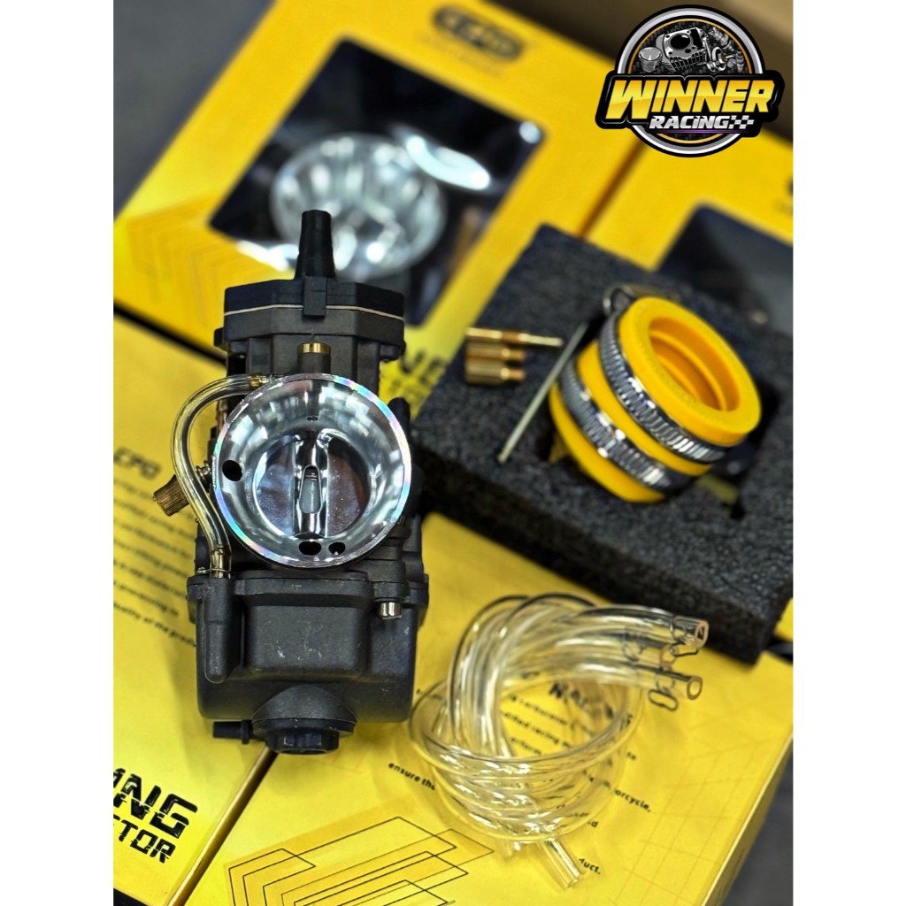 คาร์บูเคเหลี่ยม PWK คาร์บูงานCPO ขนาด26 28 30 32 34 พร้อมยางคอหลีด นมหนูน้ำมันอากาศ เข็มเร่ง สินค้าค