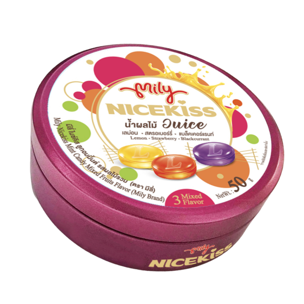Mily Nickiss ลูกอมมิ้นต์ รสผลไม้รวม ขนาด 50 กรัม 1 กระปุก // 3 กระปุก // 6 กระปุก