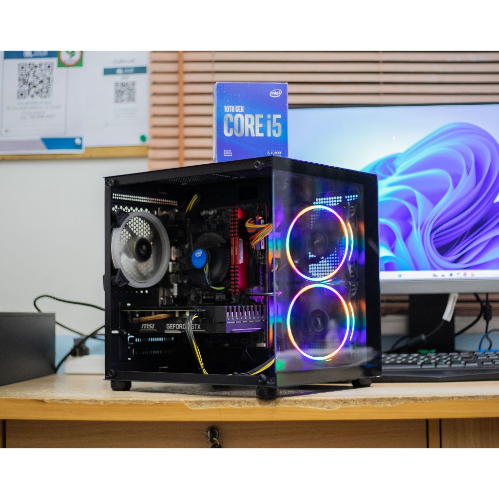 คอมพิวเตอร์ GAMING ตู้ปลา โอเพ่นแอร์ ราคาประหยัด CORE I5 10400F Turbo 4.3 GHz+ MSI VENTUS GTX1660 SU