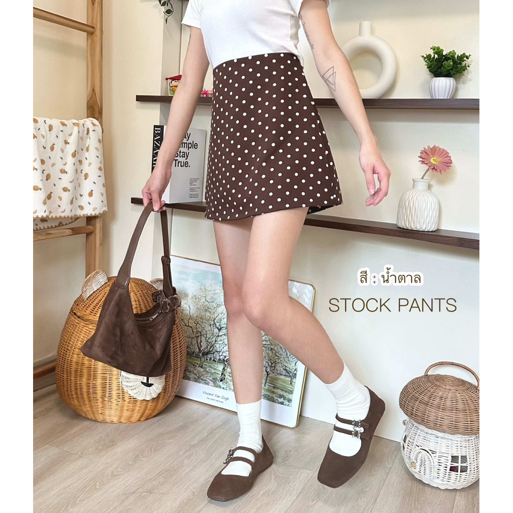 🆕(SP19)🟤คุณภาพ 5⭐️Polkadotกระโปรงกางเกงกระโปงรอบตัว•ผ้าหนา•ซีปหลัง•เอวสูง•ข้างในมีกางเกงขาสั้น•ใส่สวยพรางหุ่น•TopSeller• - รูปที่ 4