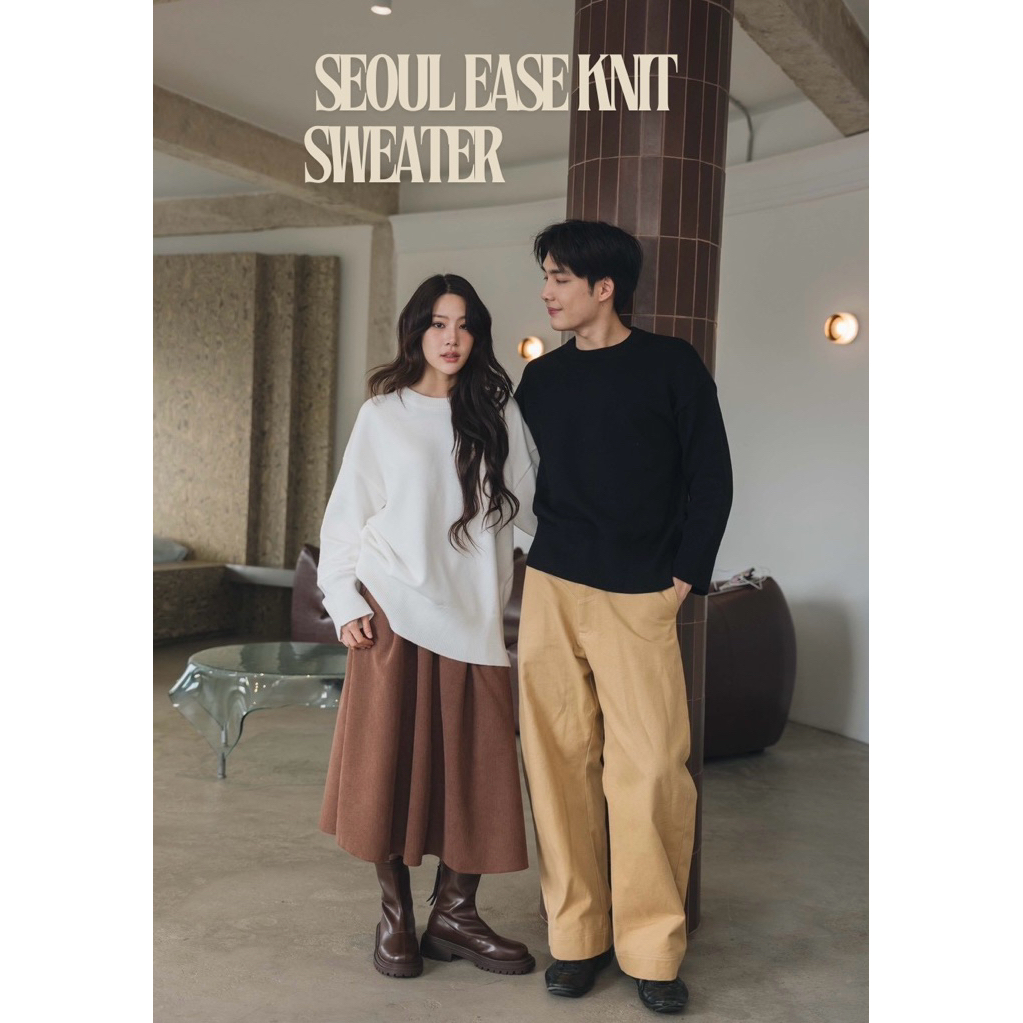 W56 Seoul Ease Knit Sweater เสื้อไหมพรม ญ/ช ใส่ได้ กันหนาว Oversize