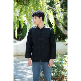 เสื้อผ้าฝ้ายพื้นเมือง ผ้าชินมัย คอจีนแขนยาวกระดุมแต่งเดินลาย