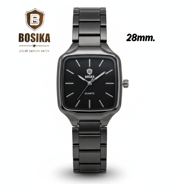 BOSIKA BG-05 นาฬิกาข้อมือสายเลส หน้าปัดสี่เหลี่ยม ขนาด28มิล พร้อมส่ง