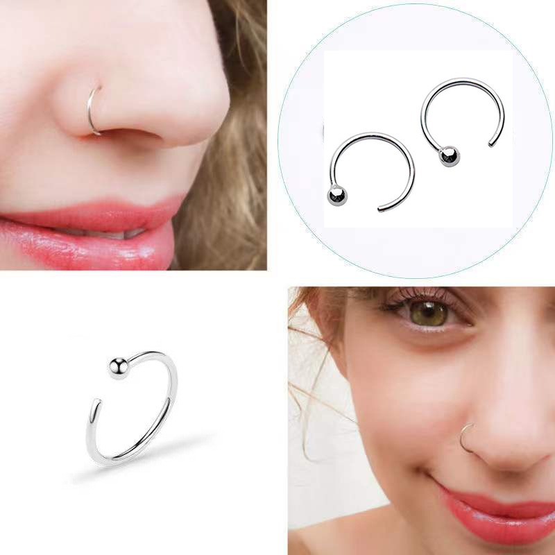 ห่วงจมูก ห่วงริมฝีปาก ไม่ต้องเจาะ Nose Rings, Nose Studs, Ear Bone Studs, Trendy High-End Elegant Simple Lip Rings
