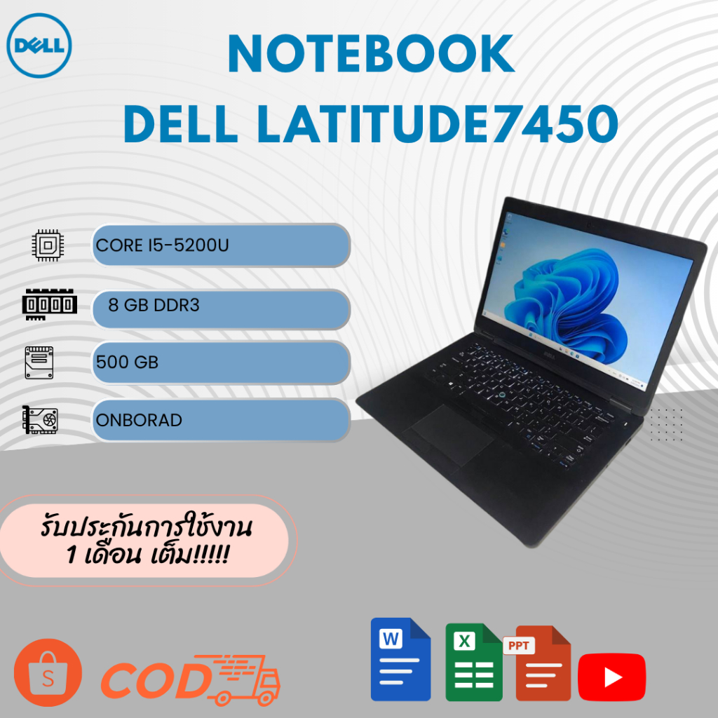 Notebook Dell Latitude 7450 -Cpu i5-5200u -Ram 8  gb ddr3 -Hdd 500 gb -Win 10