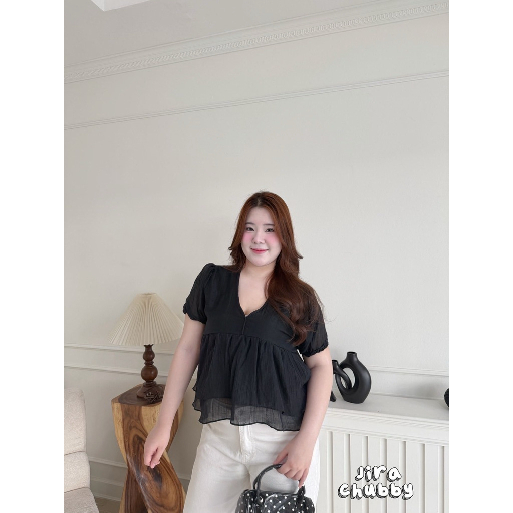 ✅ส่งด่วนฟรี+โปรเปิดร้านโค้ดคุ้มเสื้อคอวี แขนจั้ม ผ้าพื้น แขนจััมใส่ยาง ไม่อึดอัดนะคะ(38-48)