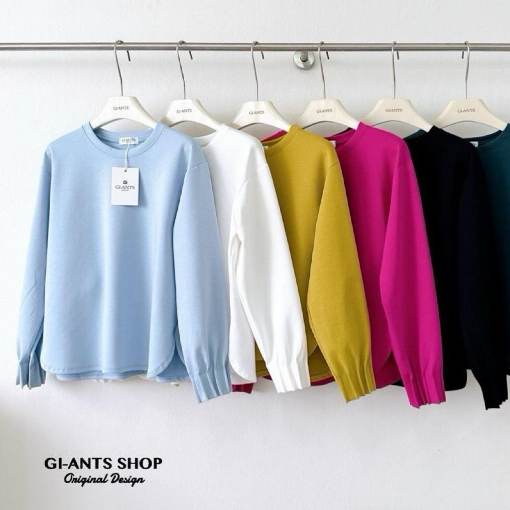 เสื้อแขนยาวจีบปลายแขน Basic เกาหลี ใส่สบาย แมทช์ง่าย GI-ant นาโน