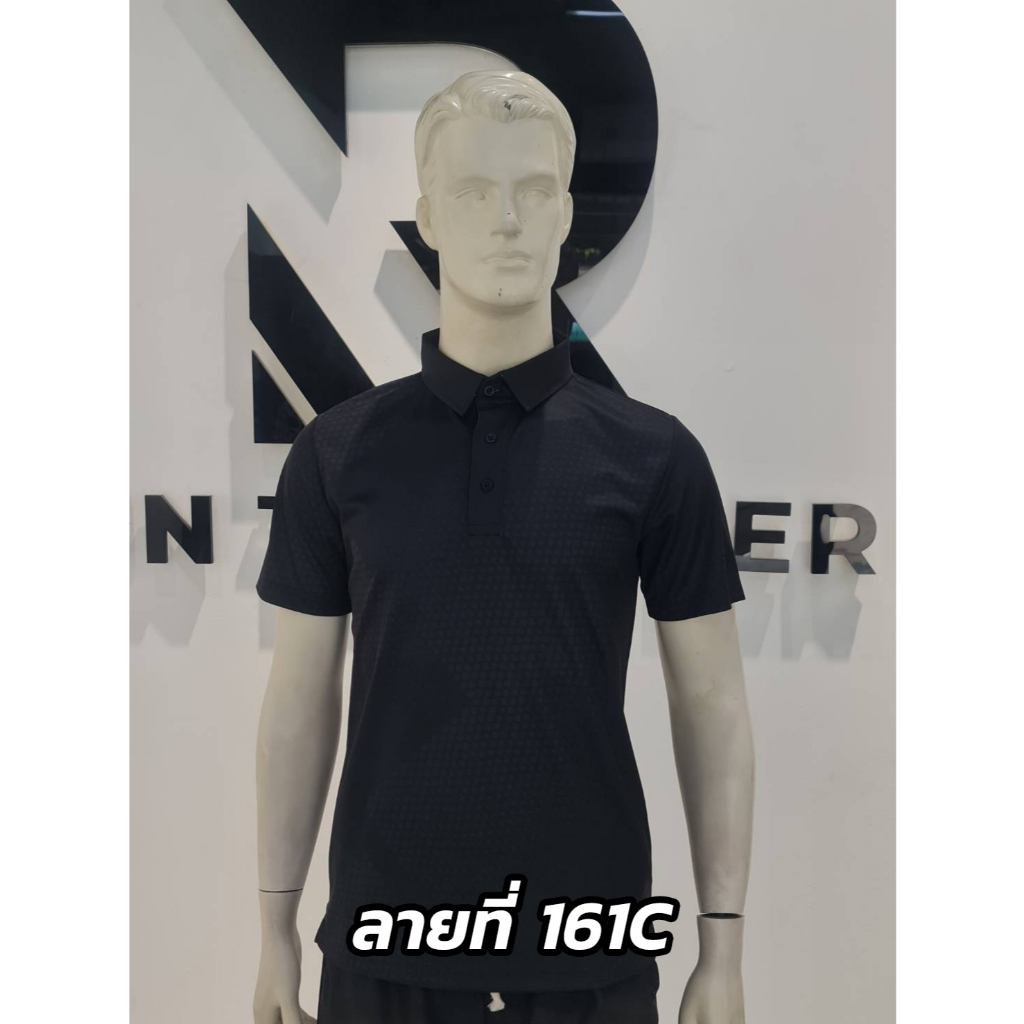 เสื้อโปโลสีดำ  เสื้อคอปกสีดำ ลายที่161Cเนื้อผ้านุ่มเบาไม่ร้อนใส่สบาย ระบายอากาศได้ดี
