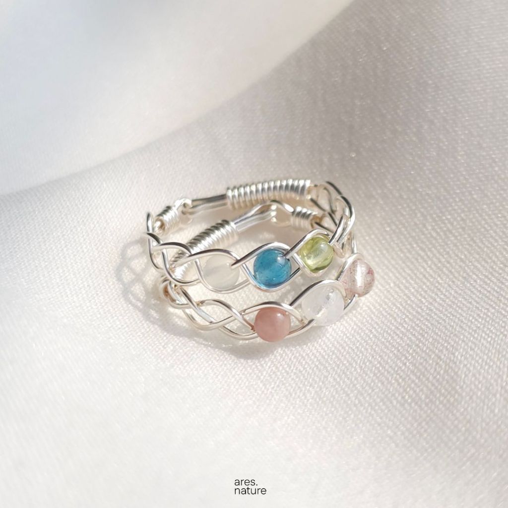 ares.nature - แหวนลวดดัดรุ่น Roe twist ring เลือกหินเองได้ สายมู แหวนหินมงคล