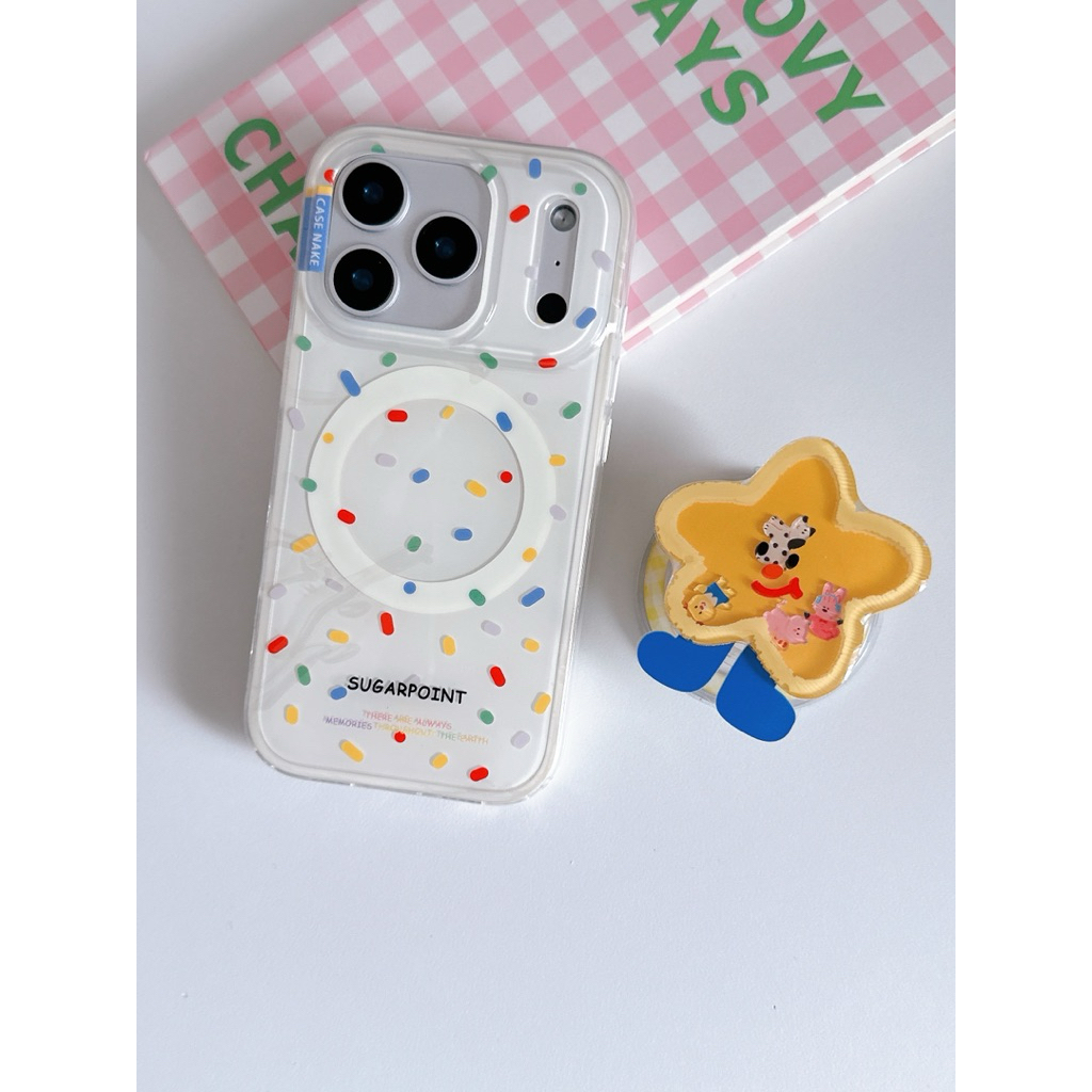 [i17]พร้อมส่งในไทย Sugar+ไอริงดาวแม่เหล็ก TPU-S1888 เขย่า เคสไอโฟน มินิมอล สำหรับ Iphone 14-17Promax