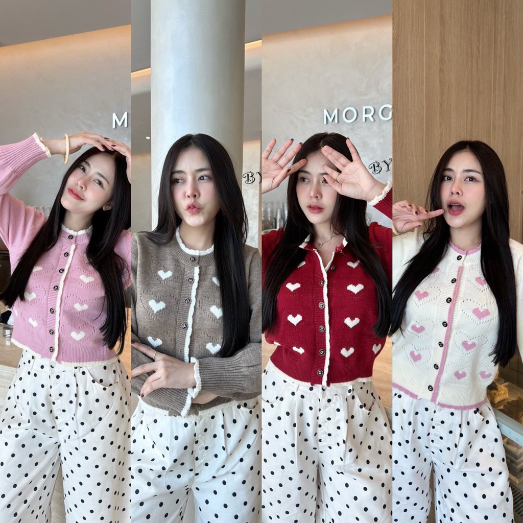 LILY งานป้าย งานนำเข้า รวมเสื้อไหมพรมแขนยาว คาร์ดิแกน ปักลายเชอรี่/แต่งอะไหล่ สวยตรงปก ดีเทลน่ารัก ใส่คลุมสวยๆเลยค่า