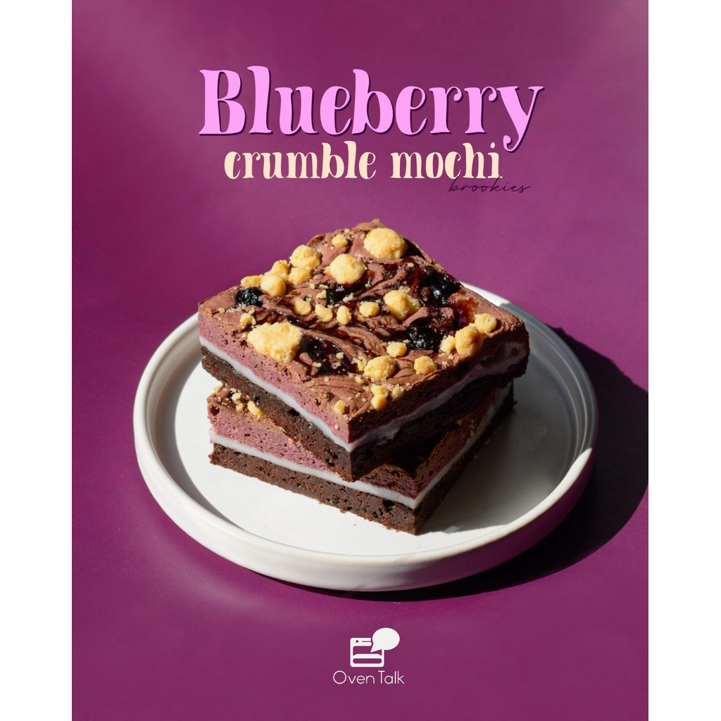 Blueberry Crumble Mochi Brookie ( บลูเบอร์รี่ครัมเบิ้ลโมจิ ) | Oven Talk