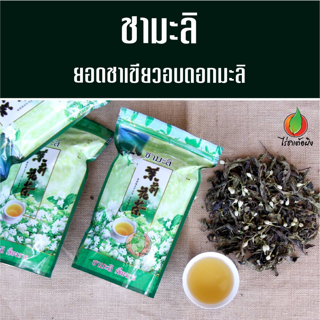 ชามะลิ 100 กรัม ยอดชาเขียวมะลิ ชาใบแท้ 100% กลิ่นหอมสดชื่น ดื่มได้ทุกวัน ไร่ชาเต้อผิง ดอยแม่สลอง