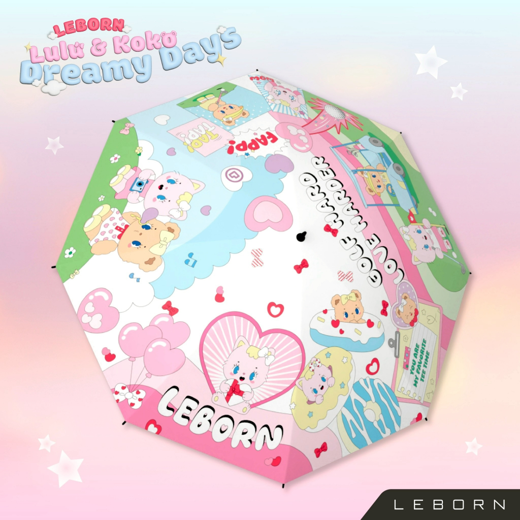 LEBORN ร่มกอล์ฟรุ่น Lulu & Koko ลาย Dreamy Days กันUV กันแดด กันฝน