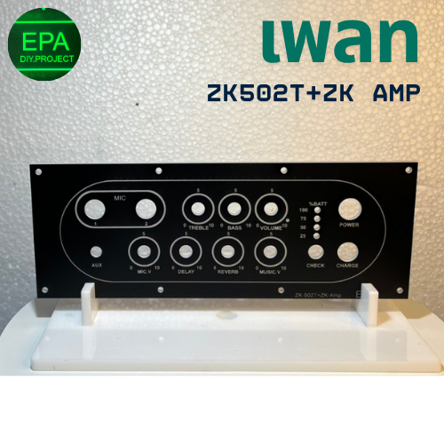 เพลทลำโพงบลูทูธZK-502T+ZK-Amp ขนาด80x210MM.ช่องวางอุปกรณ์60x180MM.แสงLEDผ่านได้/รับตัดเพลทตามแบบ