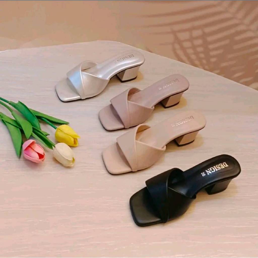 LT Design Brand รองเท้าแฟชั่น ส้นสูง 2นิ้ว หนังพียู (รุ่น ROSE)