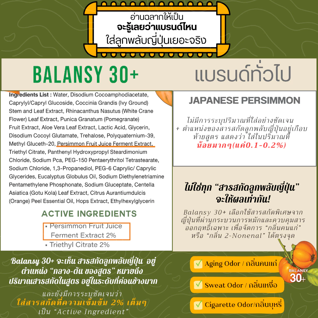 สบู่ลดกลิ่นคนแก่ กลิ่นตัวแรง กลิ่นฮอร์โมน กลิ่นตัวผู้ใหญ่ กลิ่นหลังใบหู สบู่ลูกพลับญี่ปุ่น pH5 Balansy 30+ thumbnail 3