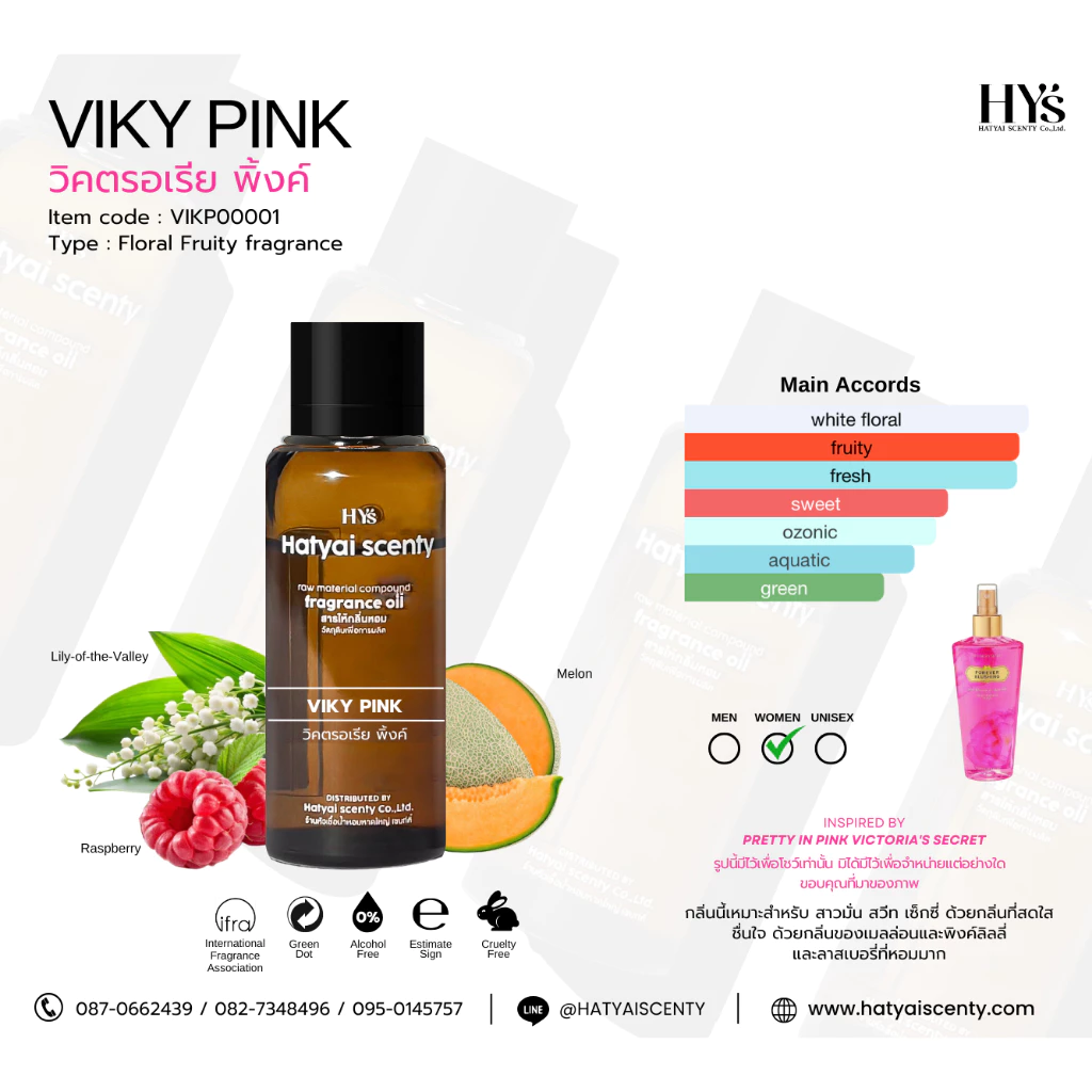 หัวเชื้อน้ำหอม กลิ่น VIKY PINK วิกี้พิงค์
