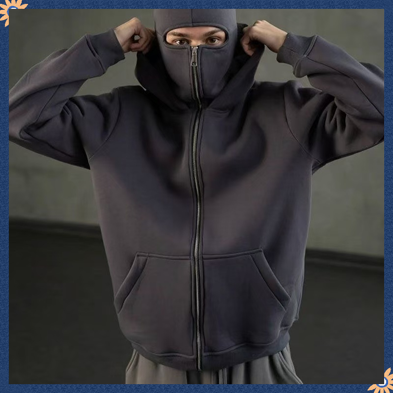 🔥COD🔥เสื้อฮู้ดนินจาHoodie with 2 Balaclava Face Covers, Unisex Hoodie in Non-Ruffled กันหนาวและป้องกันแสงแดด เสื้อฮู้ด - รูปที่ 5