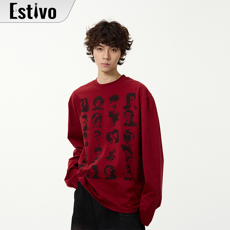 เสื้อทรงสั้นแขนยาวหลุมคอกลม สไตล์อเมริกันกับลายเสื้อ สบายคลุม ทันสมัย เข้ากับทุกสิ่ง เหมาะสำหรับทุกสถานที่