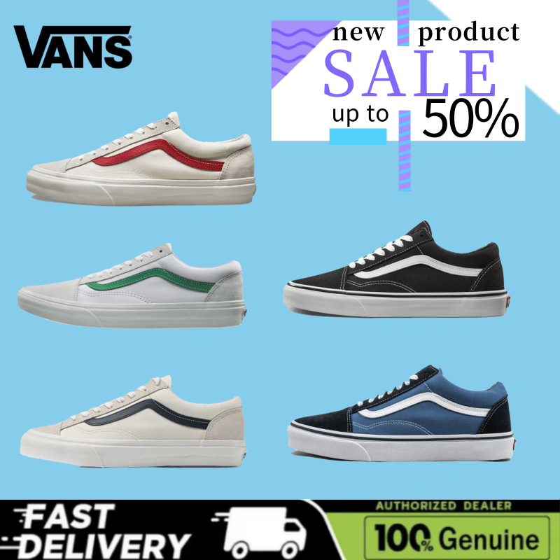 ของแท้ 100%🏆Vans Old Skool Black รองเท้าผ้าใบลำลองและสบายสำห Unisex Size36-45🚚จัดส่งที่รวดเร็วและฟรี