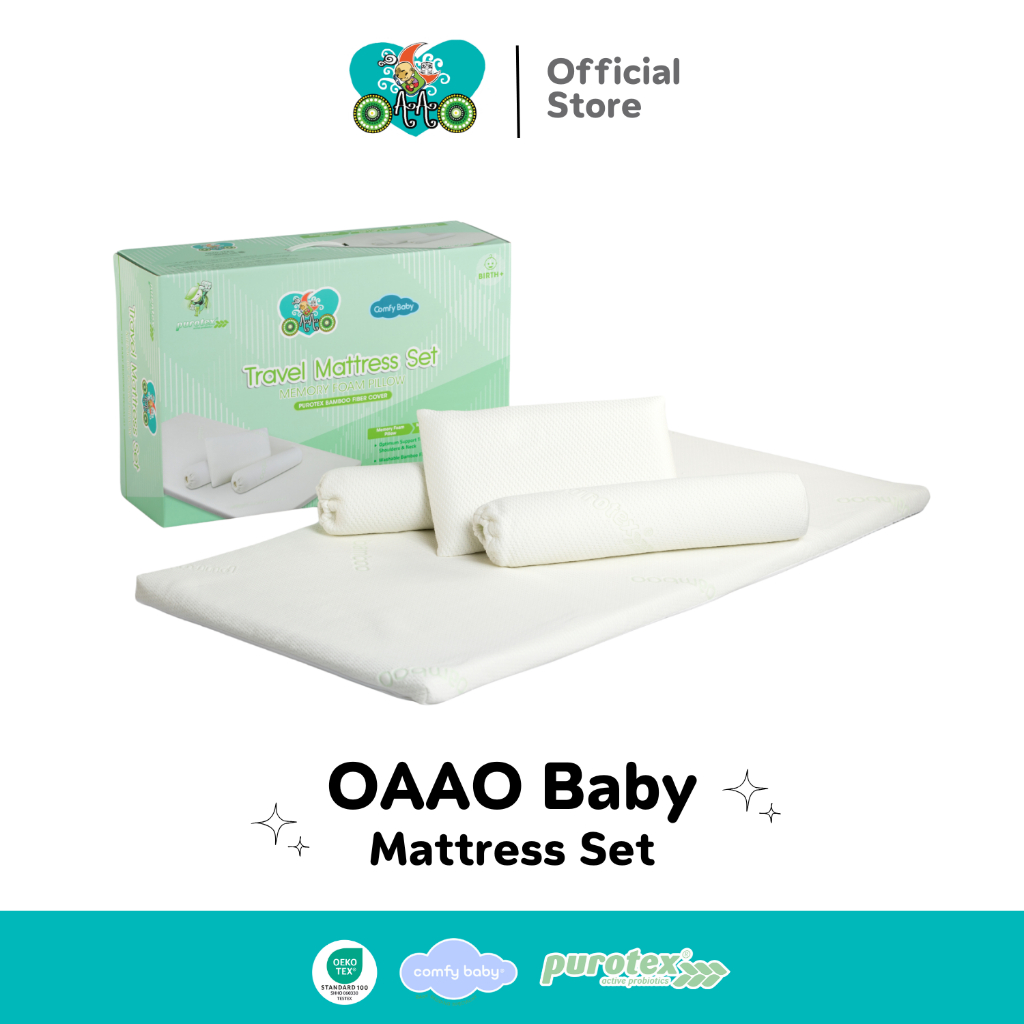 OAAObaby Mattress Set เซ็ตที่นอนเด็ก 4 ชิ้น ที่นอนเด็ก หมอน หมอนข้าง กันน้ำ กันไรฝุ่น ชุดเครื่องนอนเ