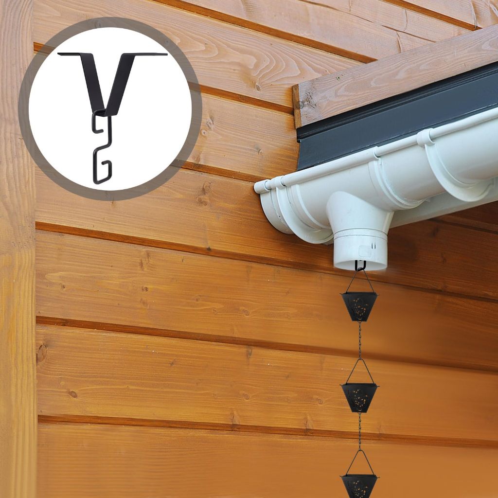 คลิปเชื่อมต่อโซ่ฝนทรงตัว V สำหรับรางน้ำฝน ตัวอะแดปเตอร์รางน้ำ สำหรับท่อระบายน้ำและตะขอแขวนตกแต่งสวน - รูปที่ 5